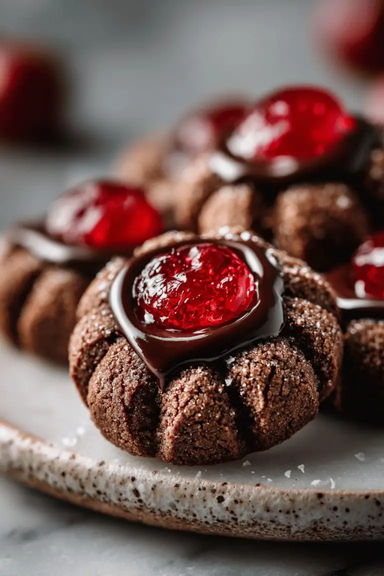 Chocolate Cherry Thumbprint Cookies