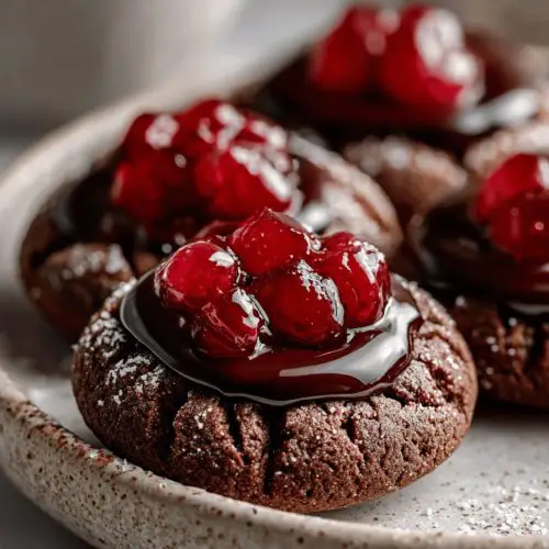 Chocolate Cherry Thumbprint Cookies