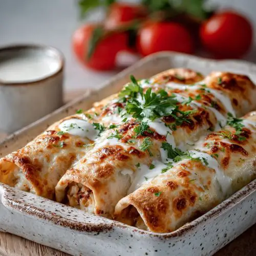 Creamy Baked Chicken Chimichangas