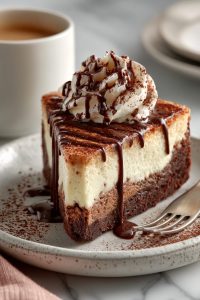 Decadent Irish Cream Brownie Cheesecake