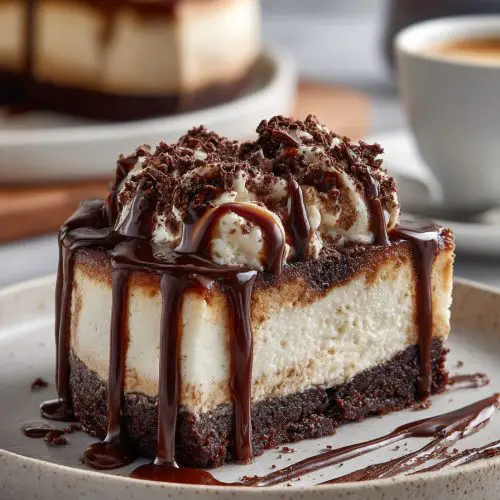 Decadent Irish Cream Brownie Cheesecake