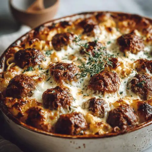 Delish Swedish Meatball Noodle Bake