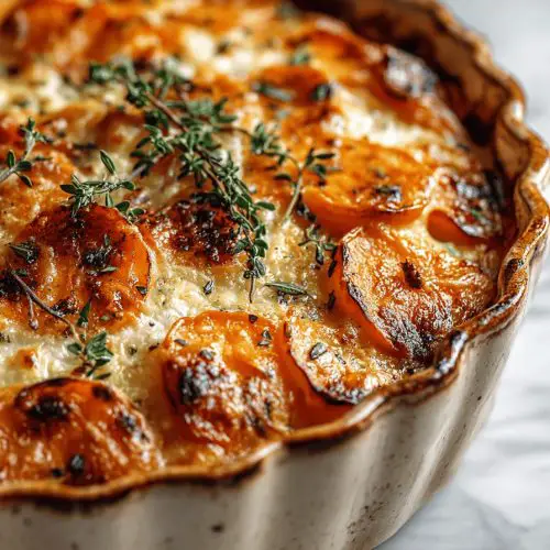 Easy Garlic Scalloped Sweet Potatoes