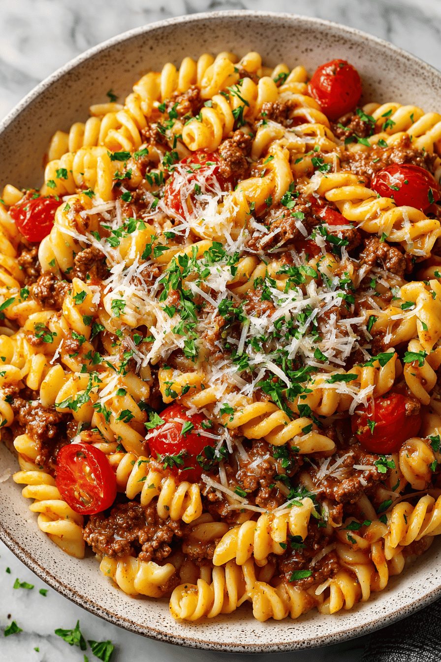 Easy Ground Beef Pasta Skillet Recipe