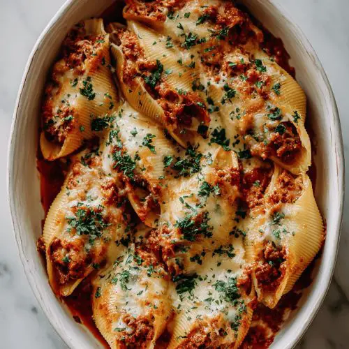 Easy Ground Beef Stuffed Shells