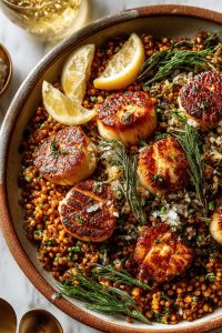 Easy Mixed Grain Pilaf with Scallops