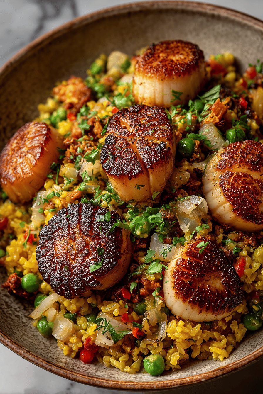Easy Mixed Grain Pilaf with Scallops