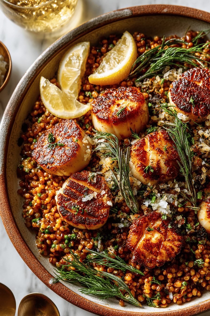 Easy Mixed Grain Pilaf with Scallops