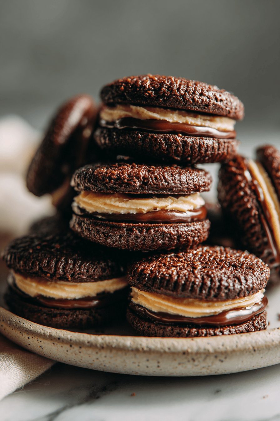 Easy Peanut Butter Chocolate Sandwich Cookies