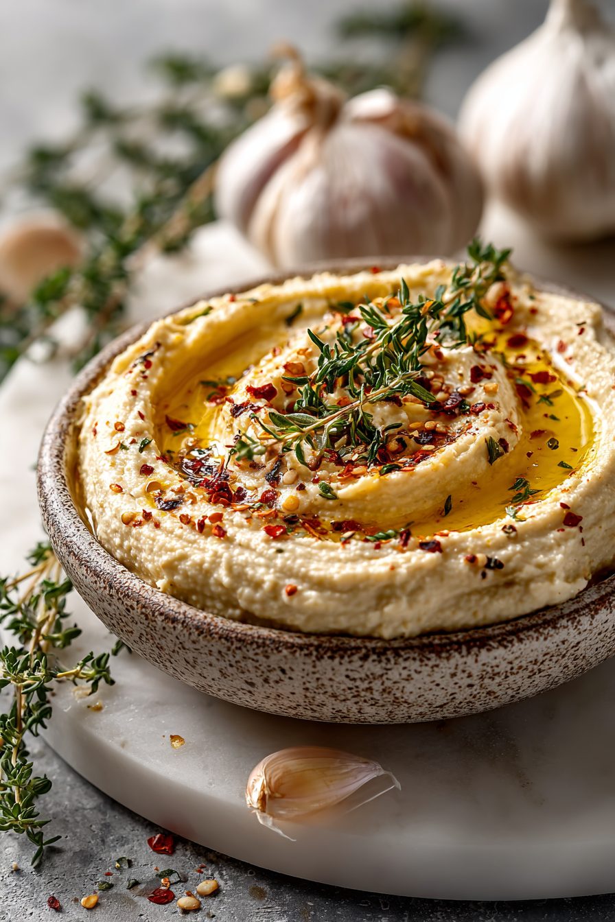 Easy Roasted Garlic Hummus Recipe