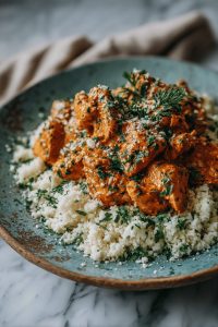 Garlic Butter Chicken with Parmesan Cauliflower Rice