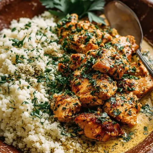 Garlic Butter Chicken with Parmesan Cauliflower Rice