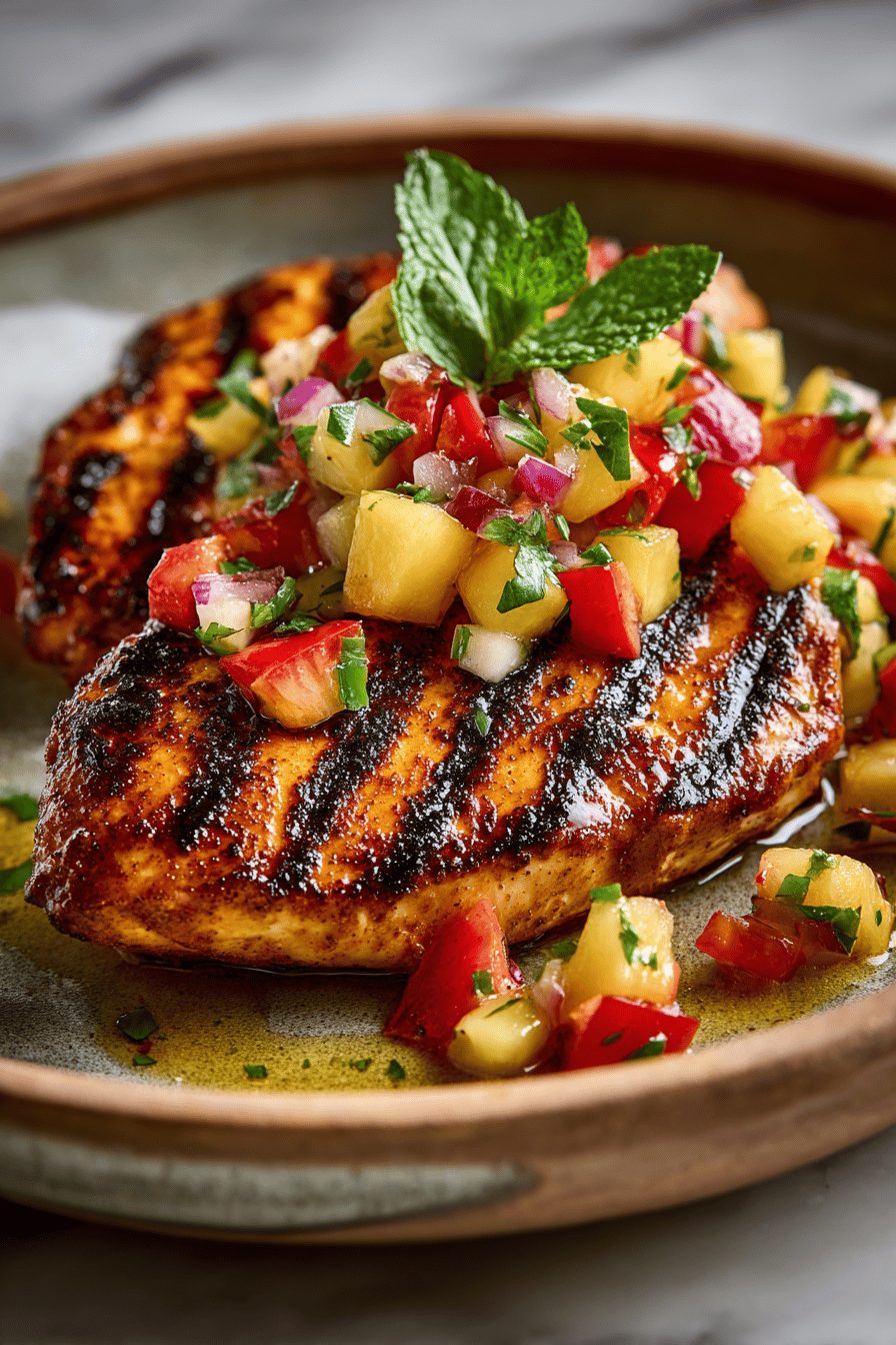Grilled Chicken with Peach Salsa