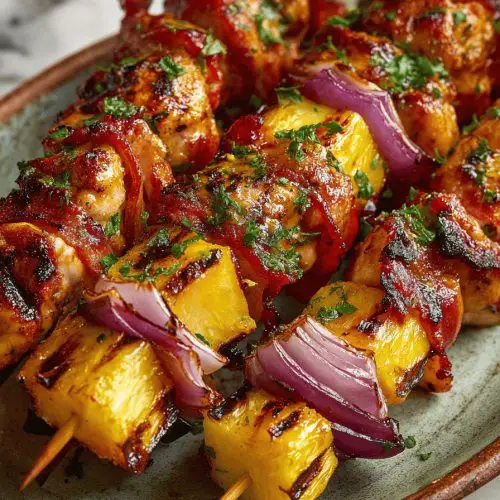 Hawaiian Chicken Bacon Pineapple Kebabs