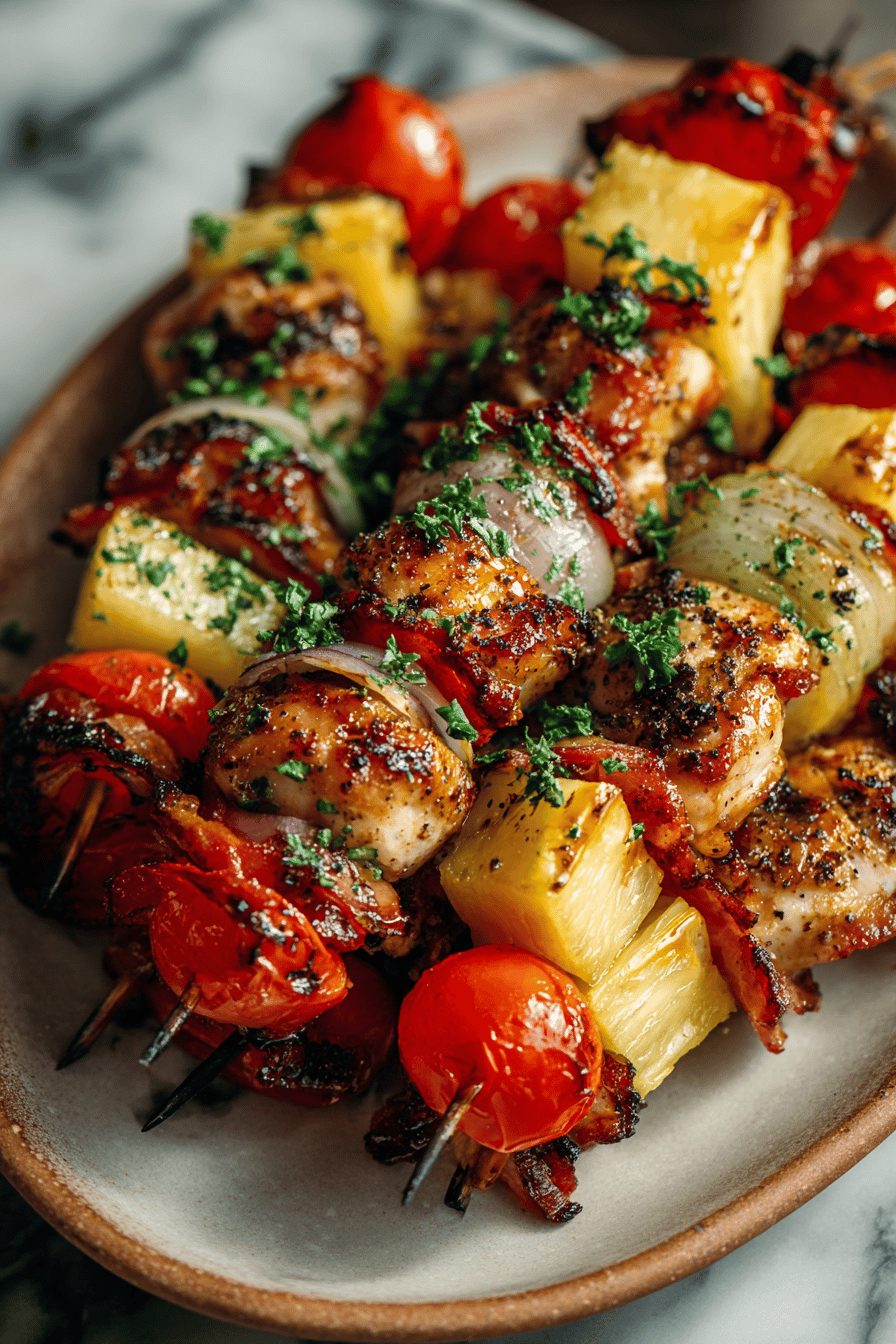 Hawaiian Chicken Bacon Pineapple Kebabs