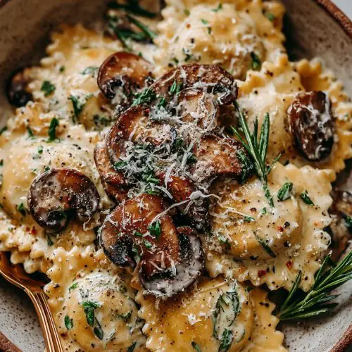 Mushroom Ravioli with Creamy Mushroom Sauce