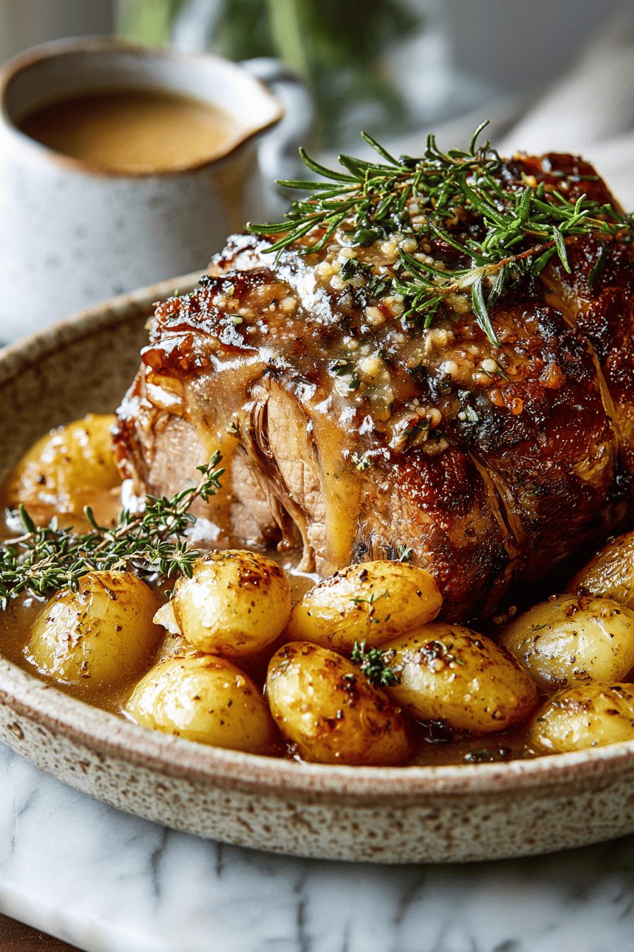 Savory Slow-Roasted Pork Shoulder with Apple Gravy