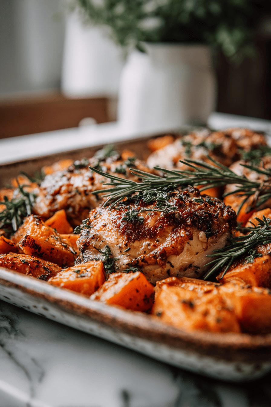 Sheet Pan Chicken and Sweet Potatoes