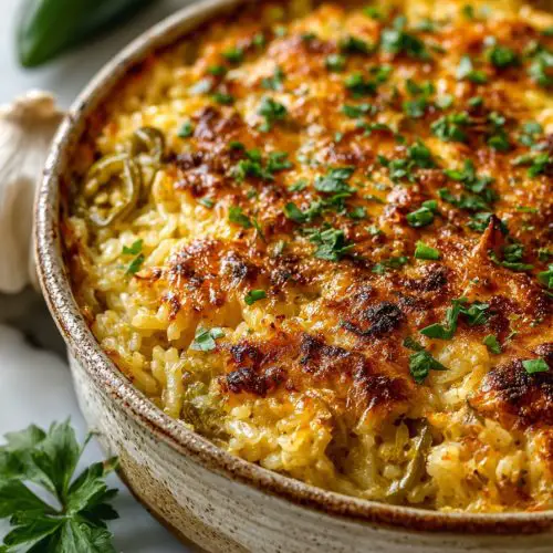 Cheesy Green Chile Rice Casserole Recipe