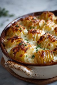 Cheesy Hasselback Potato Gratin