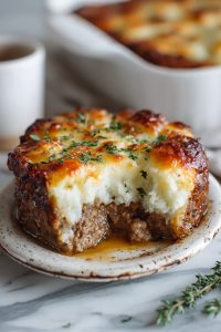 Cheesy Meatloaf Bake with Mashed Potatoes