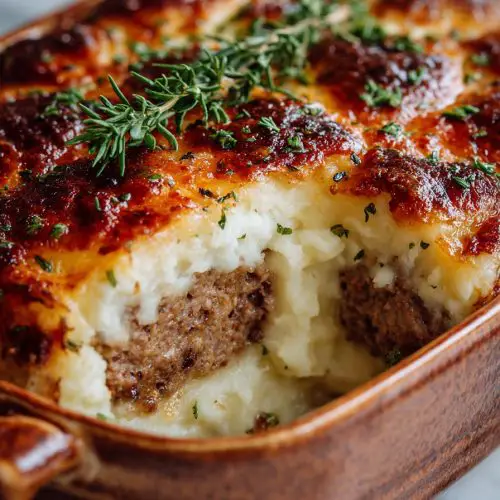 Cheesy Meatloaf Bake with Mashed Potatoes