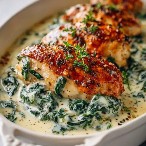 Creamed Spinach Smothered Chicken Recipe