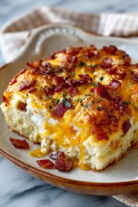 Easy Bacon Egg and Cheese Biscuit Casserole