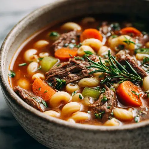 Easy Beef and Macaroni Soup