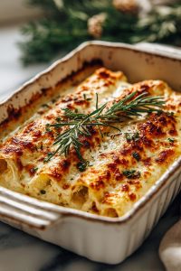 Easy Chicken Alfredo Manicotti