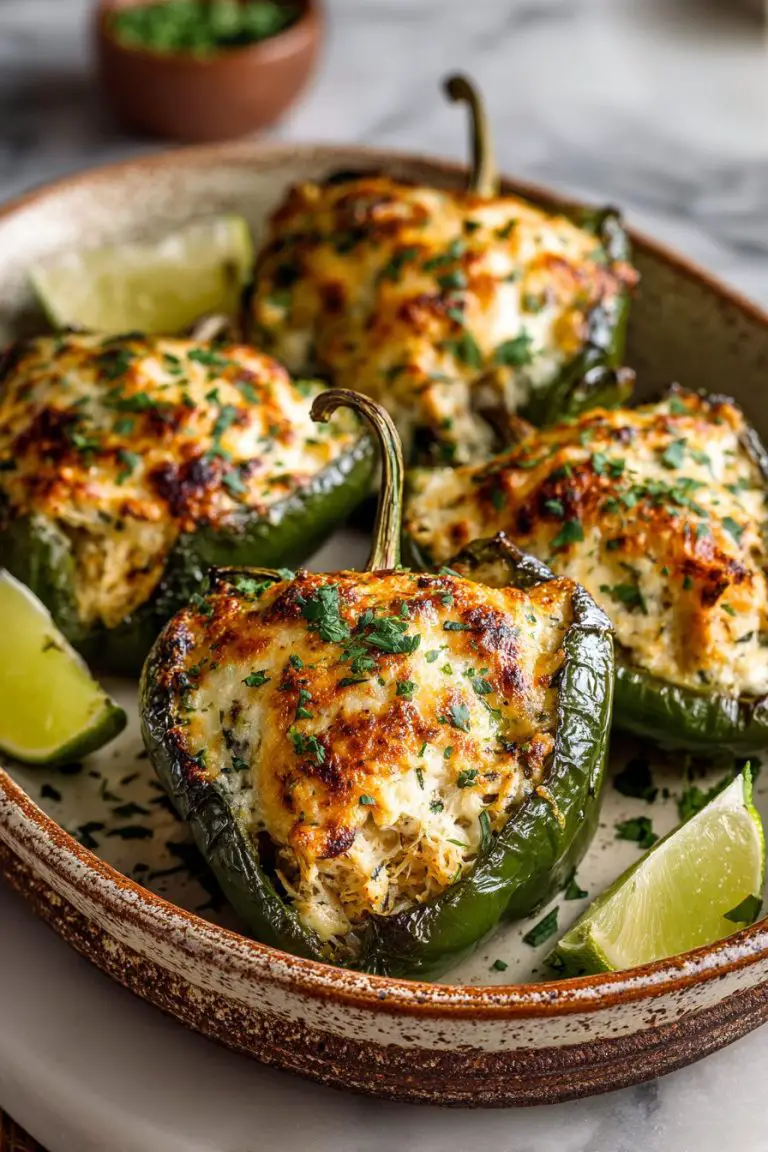 Easy Chicken Stuffed Poblano Peppers