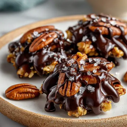 Easy Chocolate Pecan Turtle Clusters