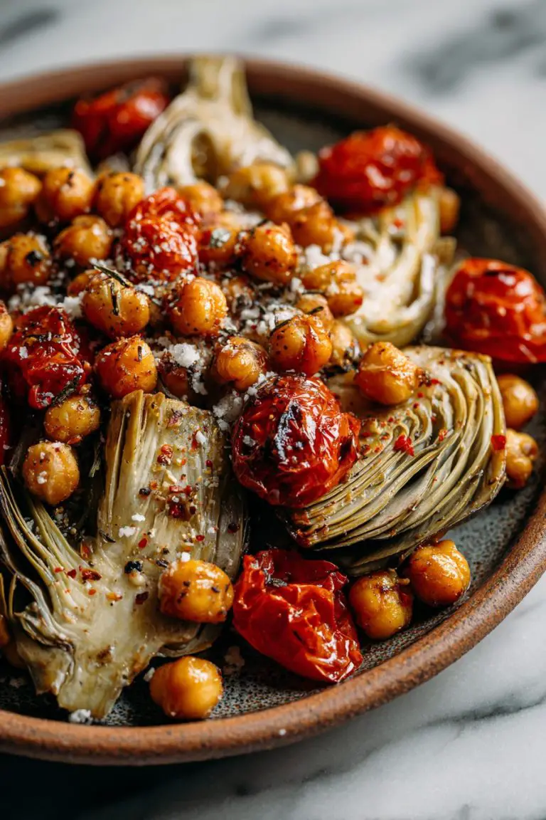 Easy Mediterranean Roasted Chickpeas and Artichokes