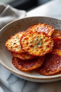 Easy Pepperoni Cheese Crisps