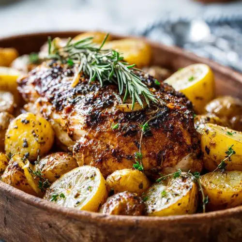 Easy Roasted Lemon Balsamic Chicken and Potatoes