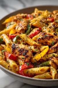 Easy Roasted Pepper Chicken Penne