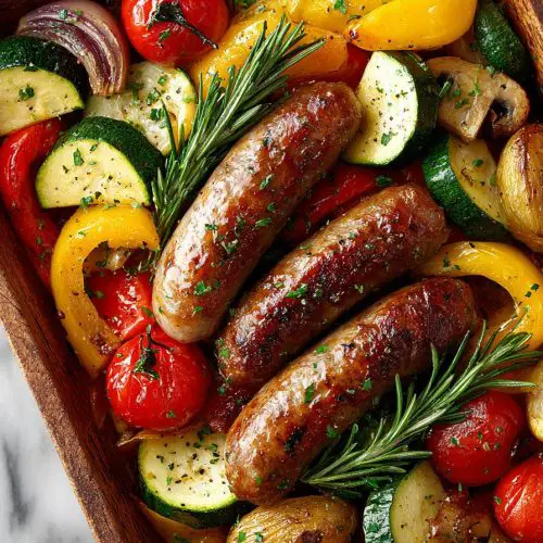 Easy Sheet Pan Sausage and Veggies Dinner