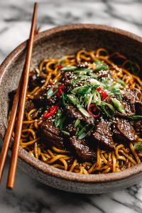 Easy Slow Cooker Korean Beef Noodles