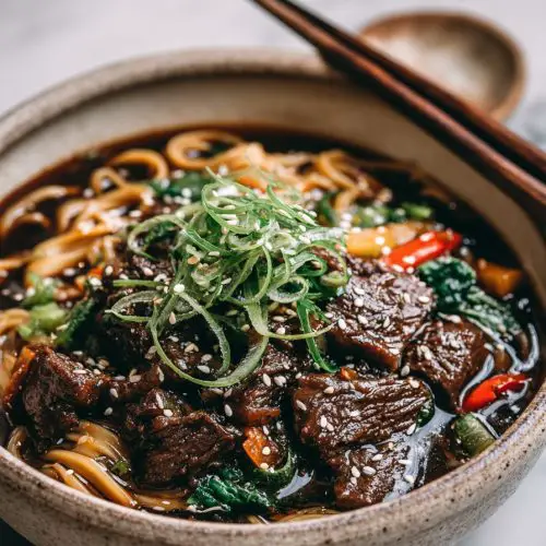 Easy Slow Cooker Korean Beef Noodles
