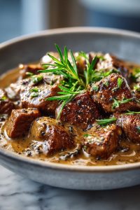 Easy Steak Tips with Mushroom Gravy