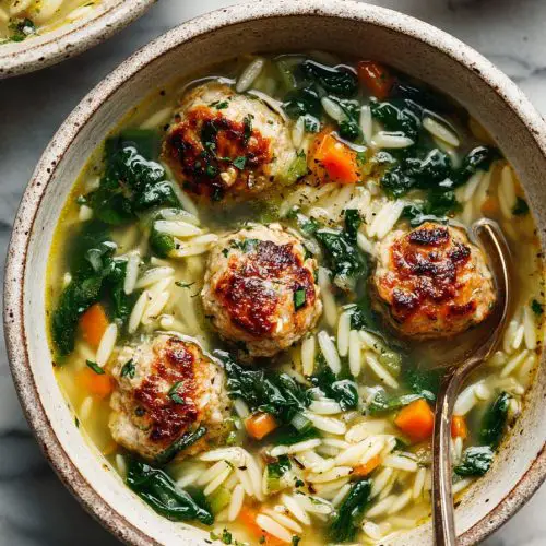 Easy Turkey Meatball Orzo Soup