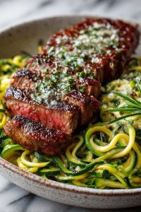 Garlic Butter Steak Zucchini Noodles