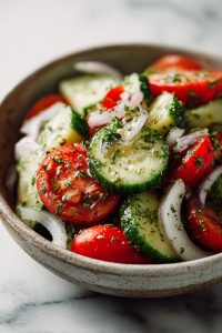 Marinated Cucumber, Onion, and Tomato Salad