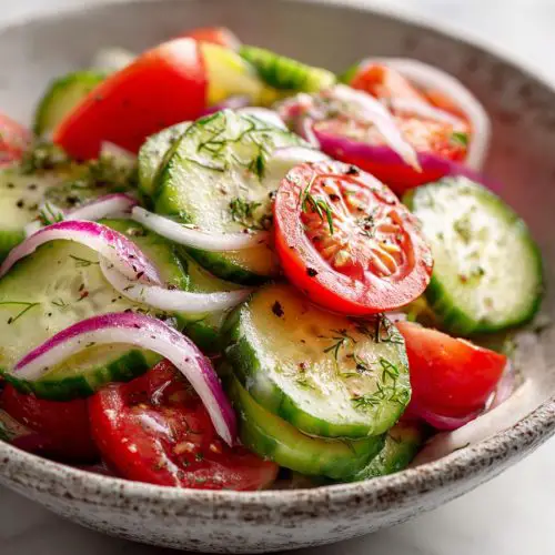 Marinated Cucumber, Onion, and Tomato Salad
