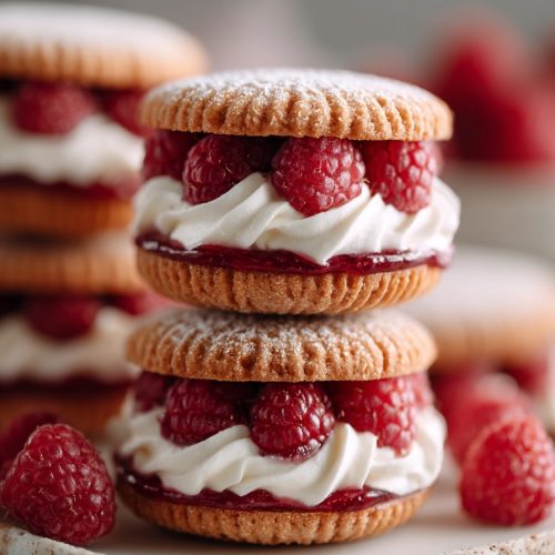 Raspberry Cream Sandwich Cookies