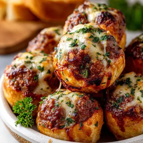 Savory Meatball Bombs with Garlic Bread