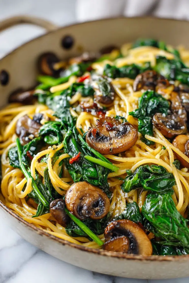 Spinach Mushroom Pasta Skillet Recipe