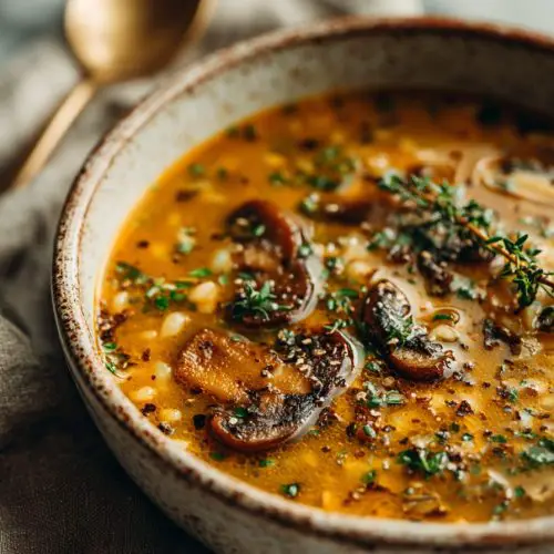 Vegan Mushroom Barley Soup Recipe
