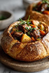Beef Stew in a Bread Bowl