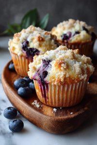Blueberry Cheesecake Crumble Muffins
